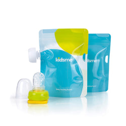 Reusable Food Pouch w/ Adaptor Lime - 2pcs